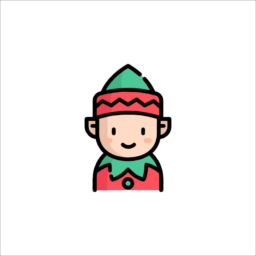 A cartoon elf with a red hat and green scarf vector