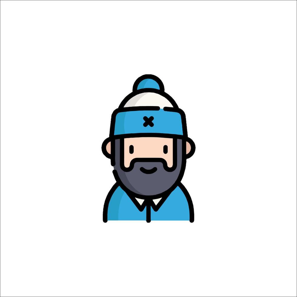 A man with a beard and hat in a blue hat vector