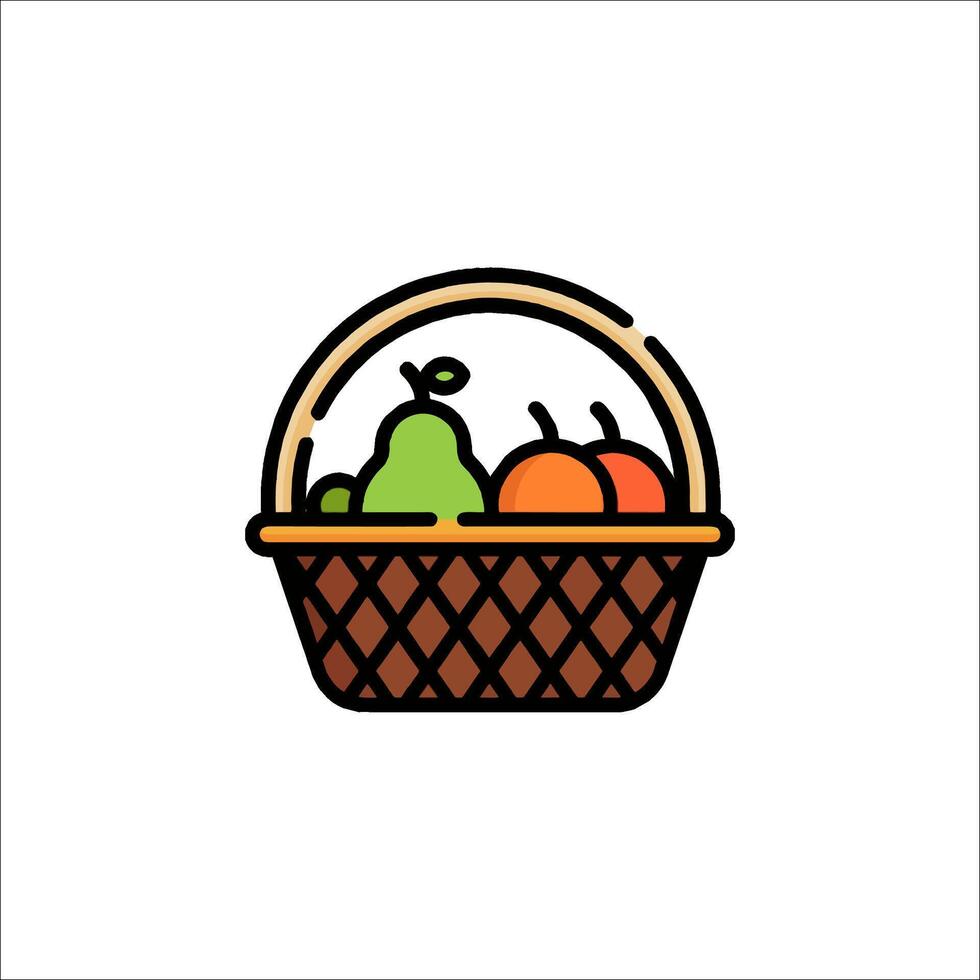 Fruit basket icon illustration vector