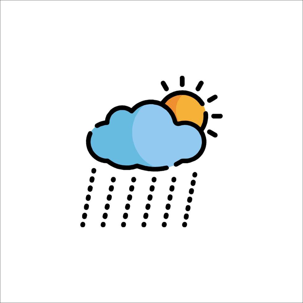 The sun and cloud icon with rain drops vector