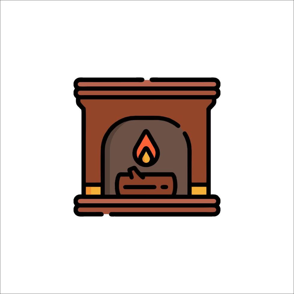 Fireplace icon illustration vector