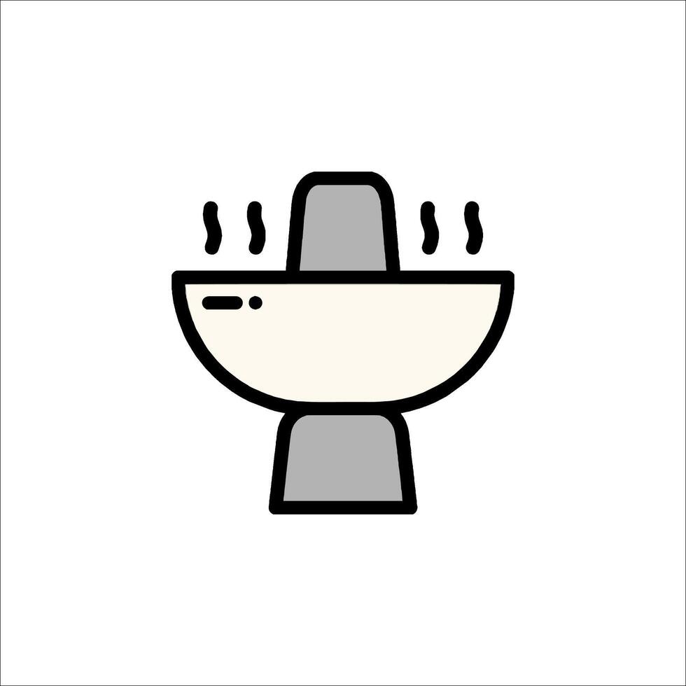 A black and white illustration of a bowl with steam coming out of it vector