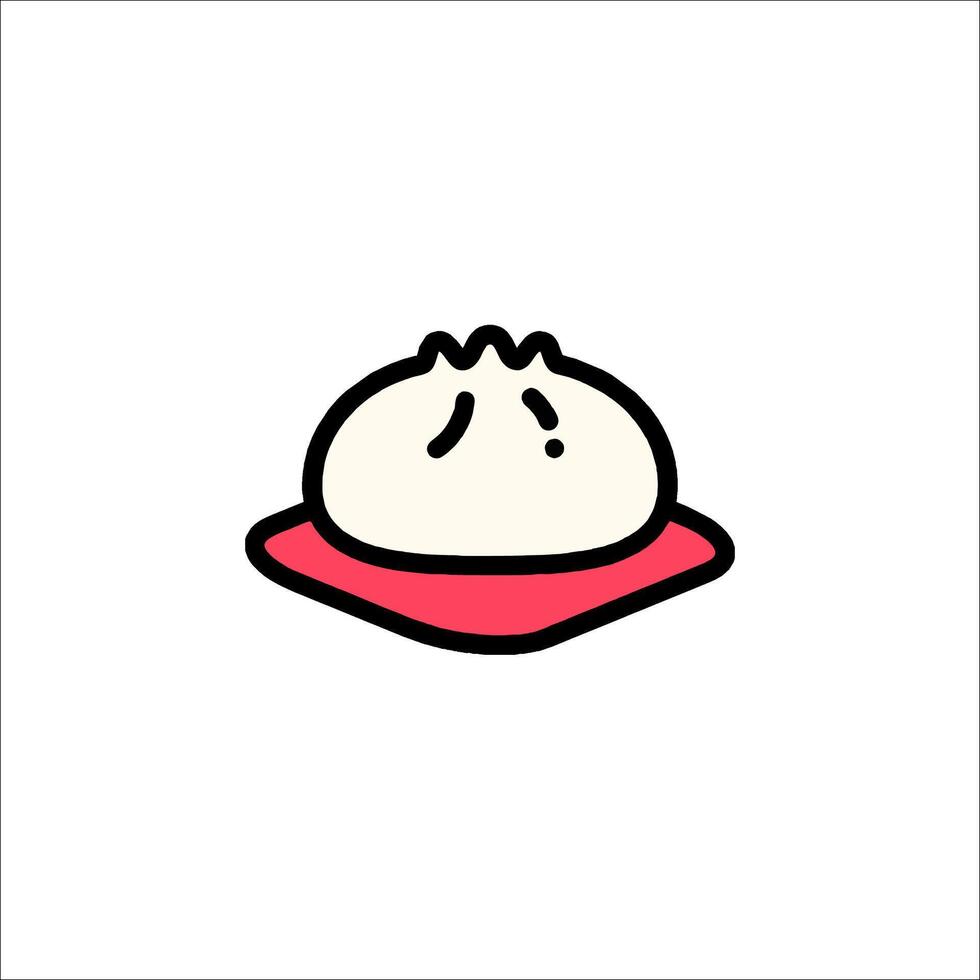 A simple icon of a dumpling on a plate vector