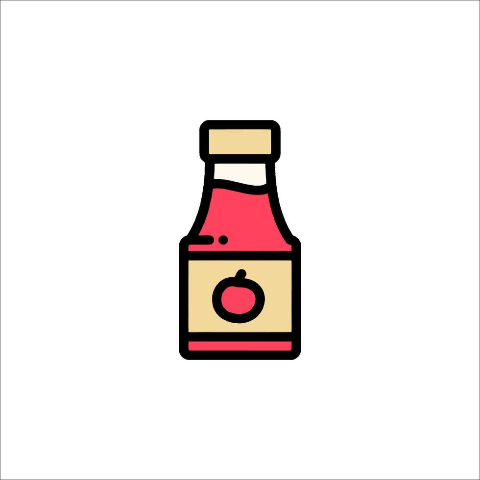 A bottle of ketchup with a red apple on it vector