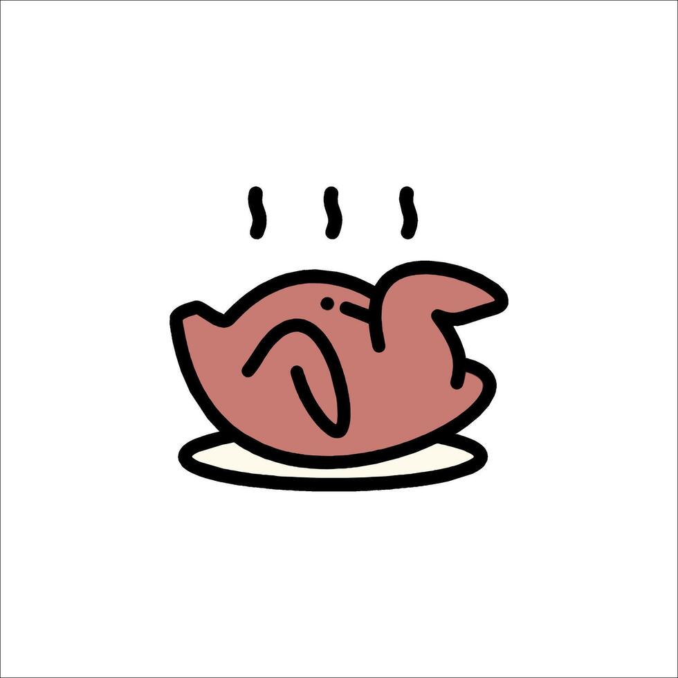 A cartoon chicken is sitting on a plate vector