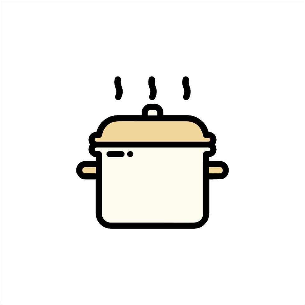 A cooking pot with steam coming out of it vector