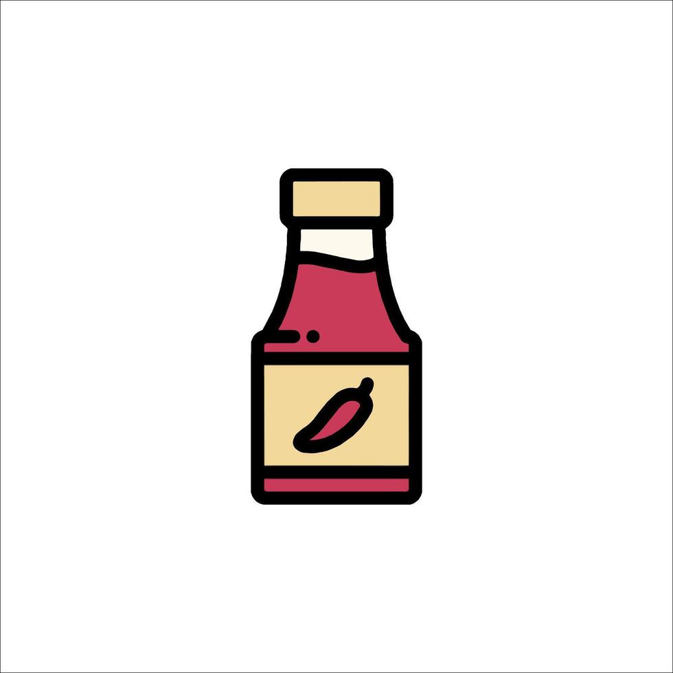 A bottle of hot sauce with a chili pepper on it vector