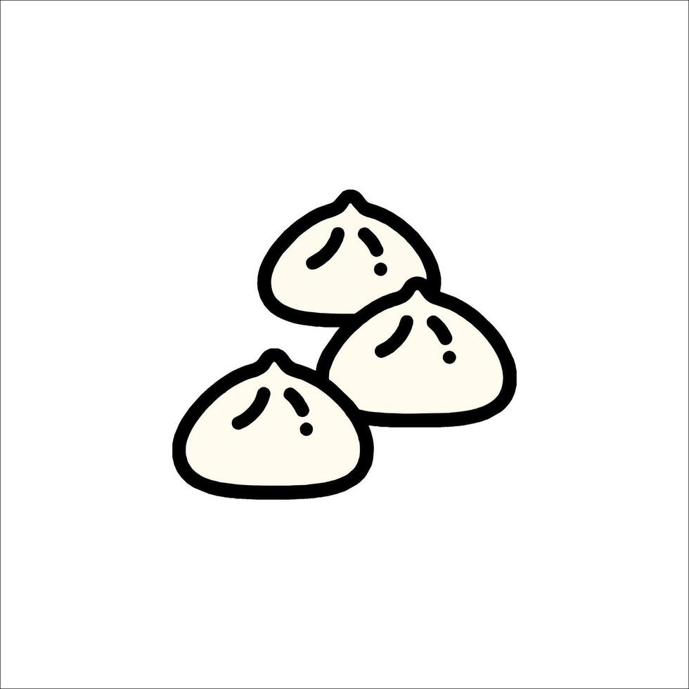 Three dumplings are shown on a white background vector