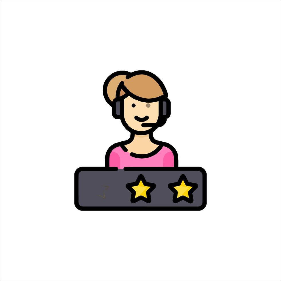 A woman with headphones and a star icon vector