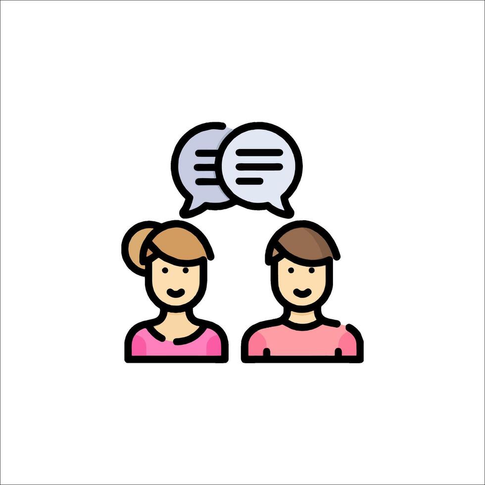 Two people talking with speech bubbles above them vector