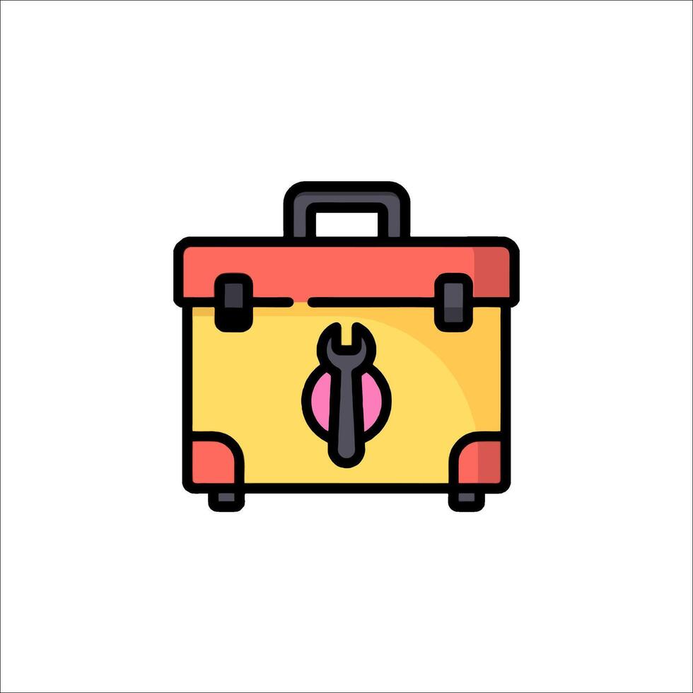 A yellow toolbox with a wrench in it vector