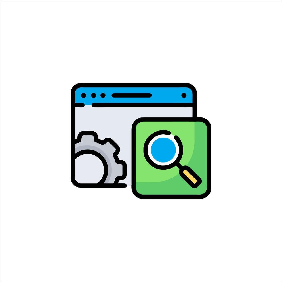 A magnifying glass and a computer icon vector