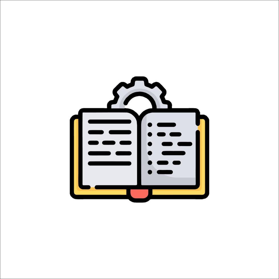 An open book with gears on it vector
