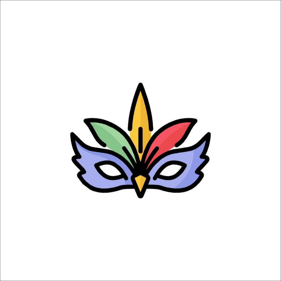 A colorful mask with feathers on it vector