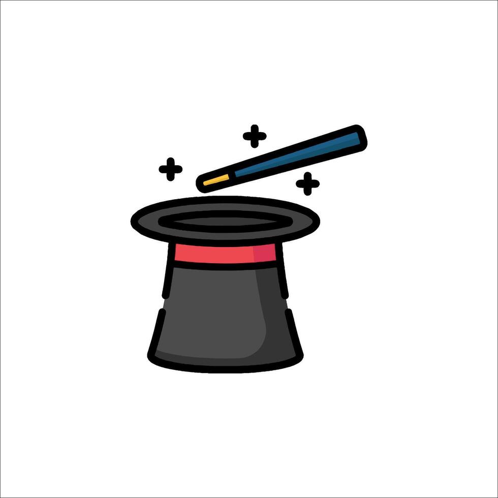 Magician hat icon with magic wand and magic potion vector