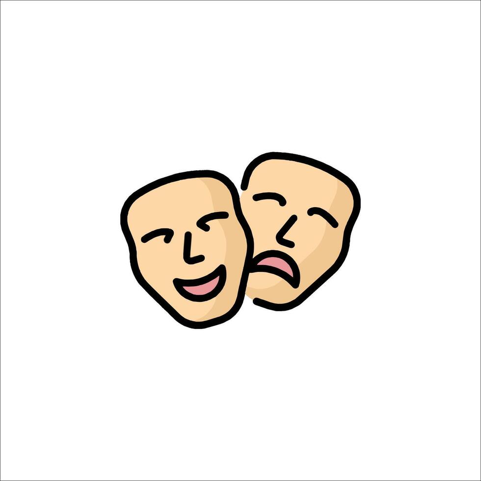 Two theater masks with one laughing and one crying vector
