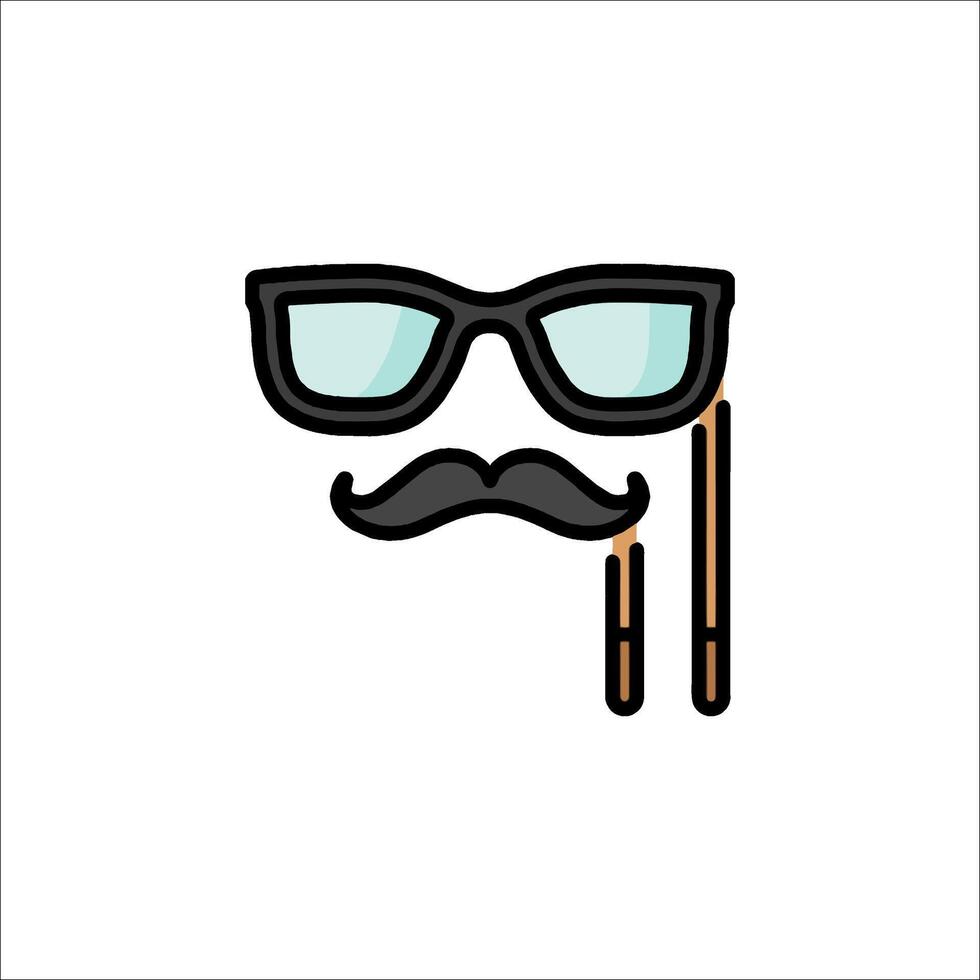A mustache and glasses icon vector