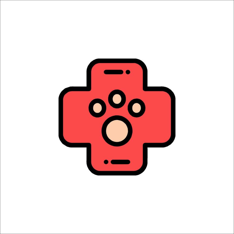 A red cross with a paw on it vector