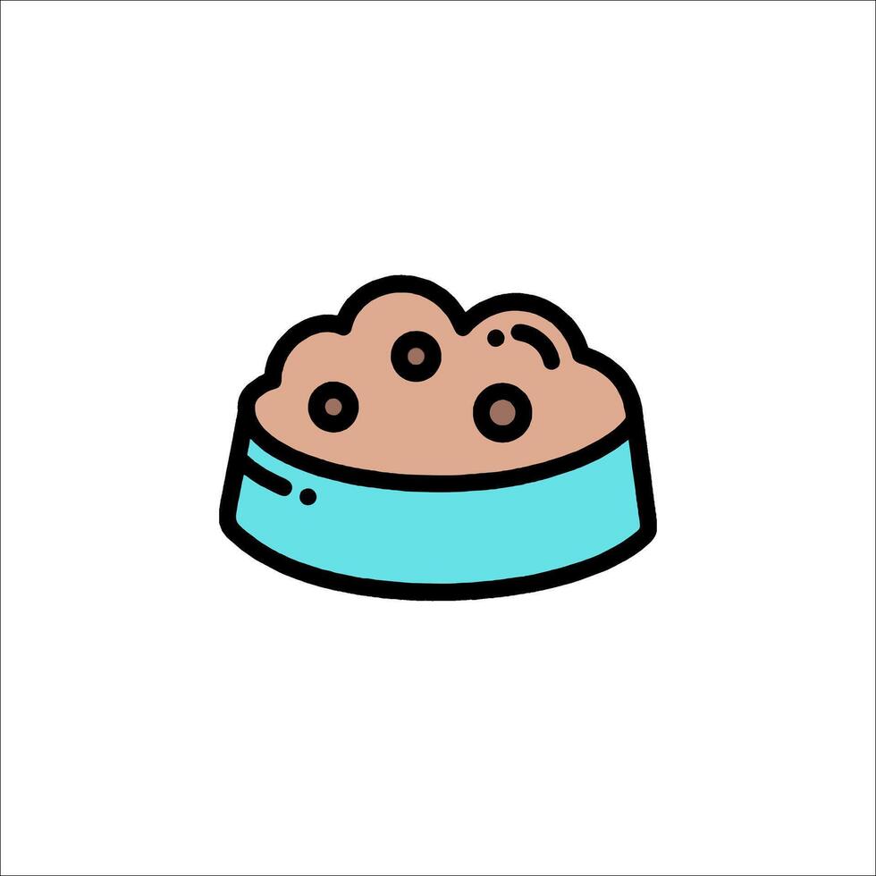 A cat bowl with food in it on a white background vector