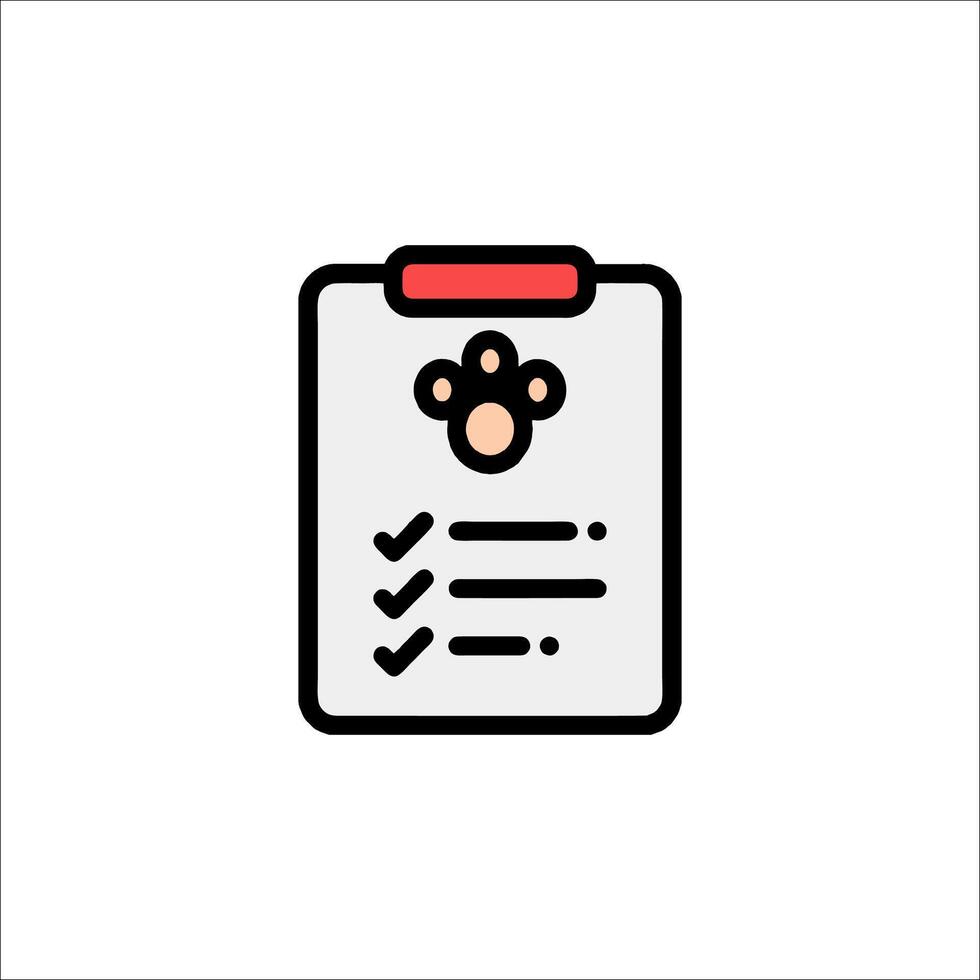 A checklist icon with a dog paw vector