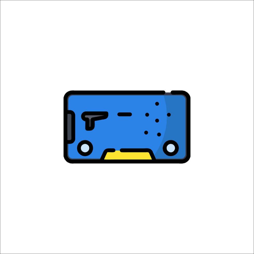 A blue and yellow car icon on a white background vector