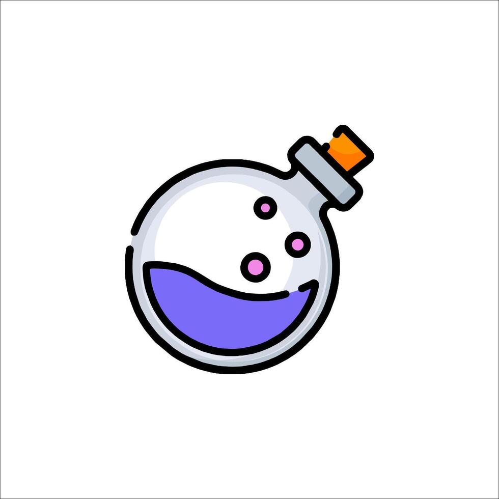 A purple and white liquid bottle with a purple liquid inside vector