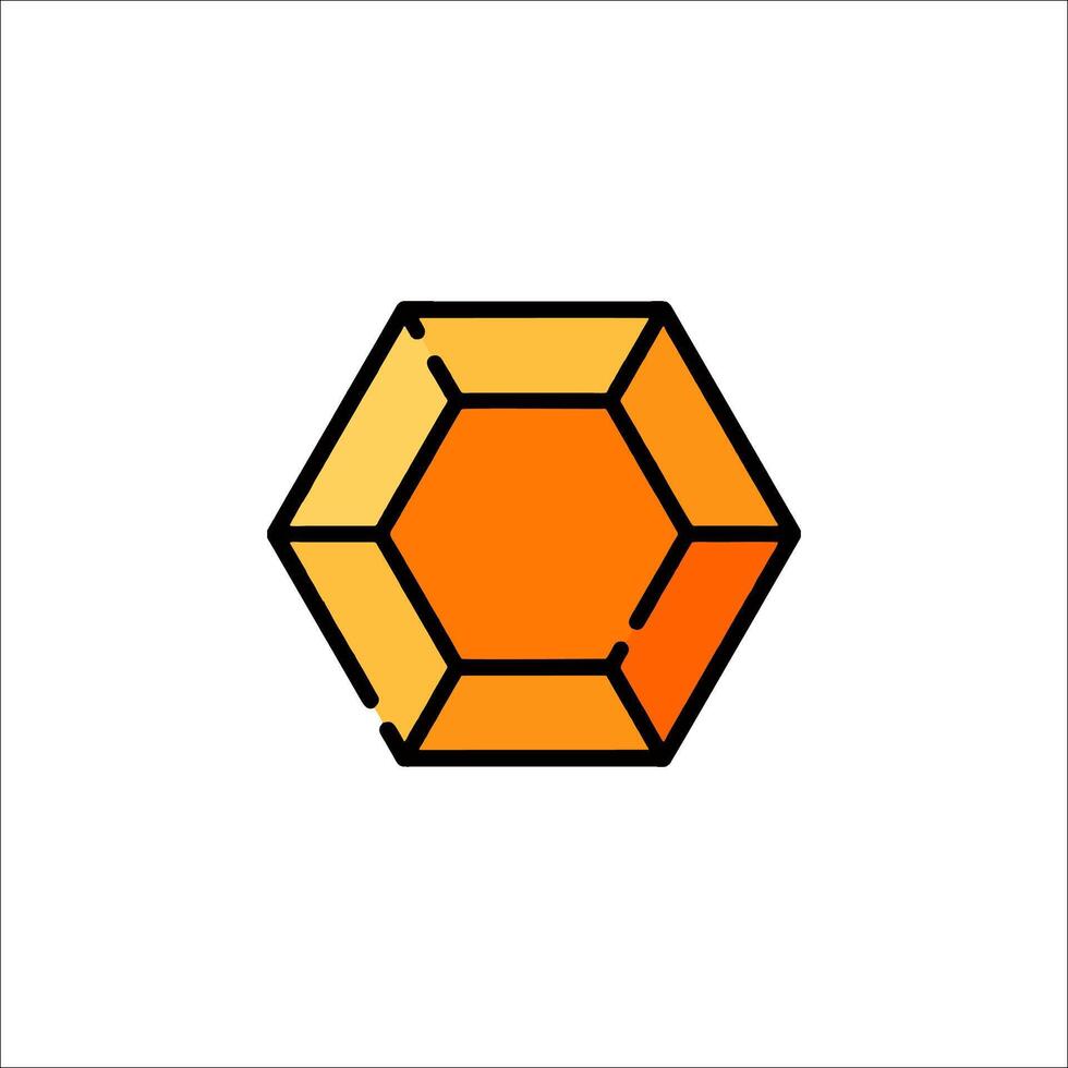 A hexagon icon with an orange and yellow color vector