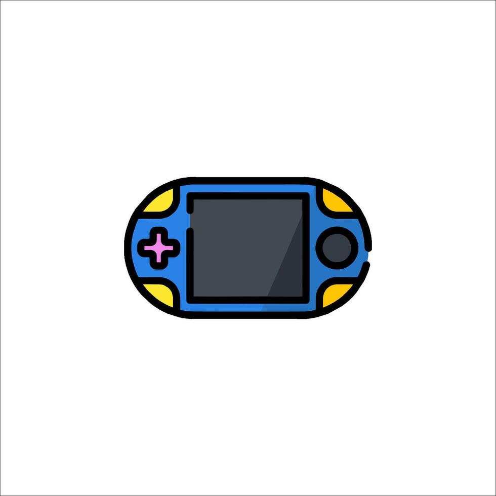 A blue and yellow game console icon vector