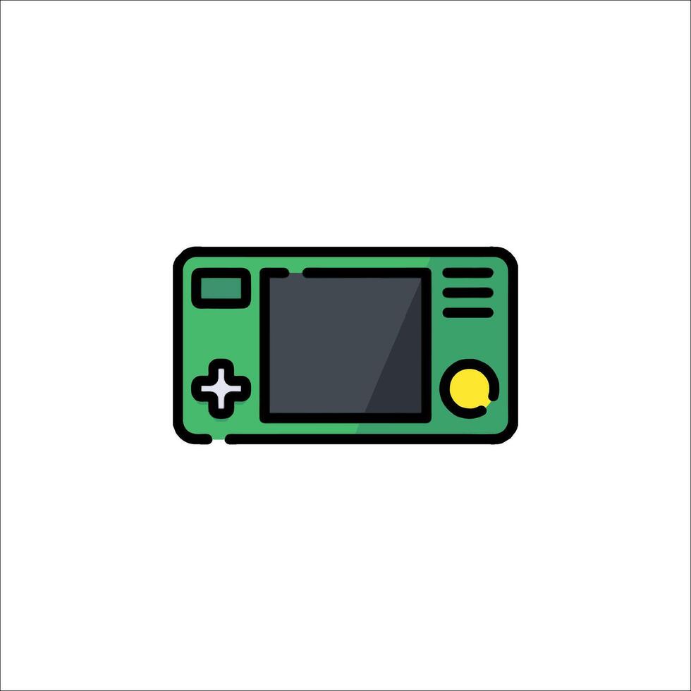 A green and yellow game console icon vector