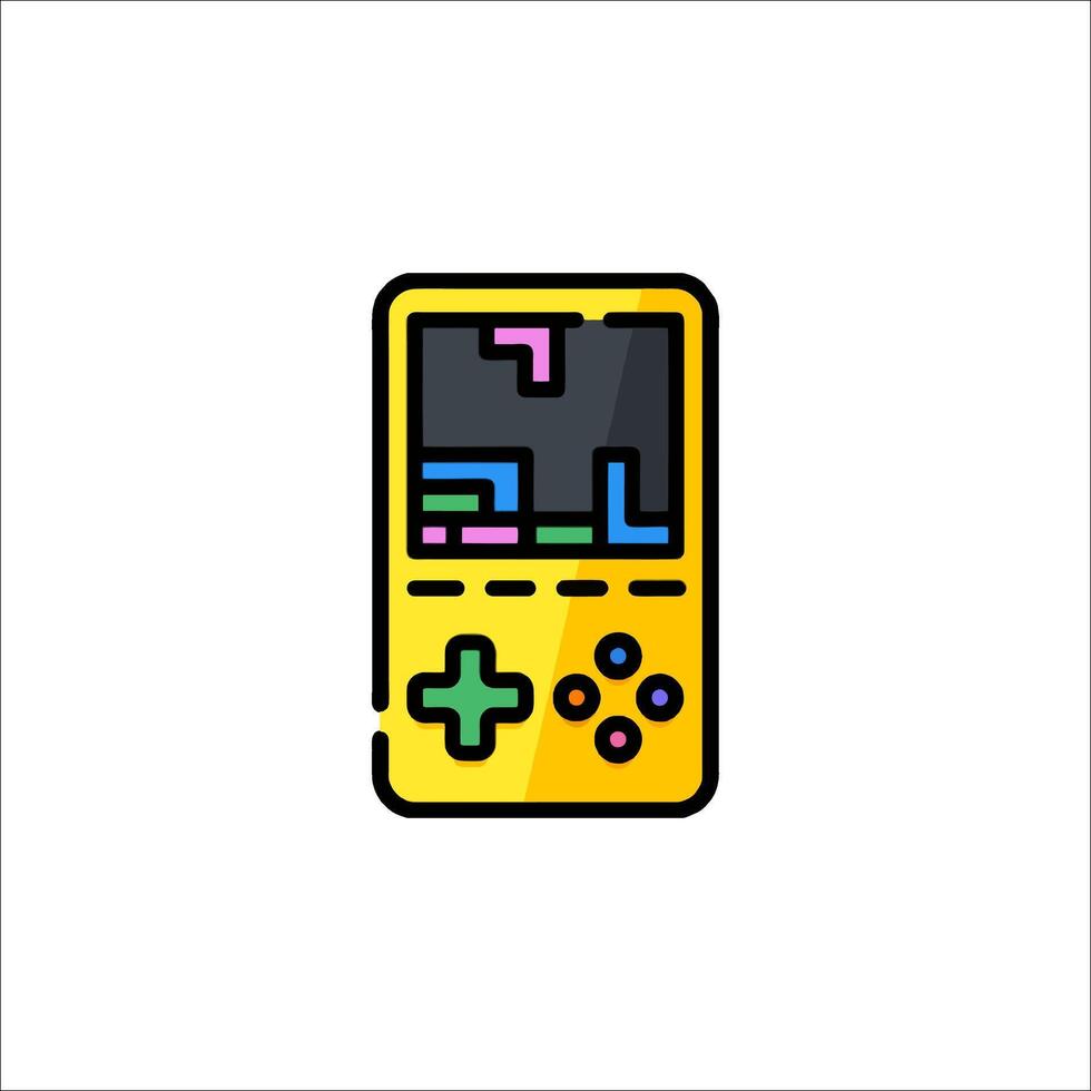 A yellow game console icon with a controller vector