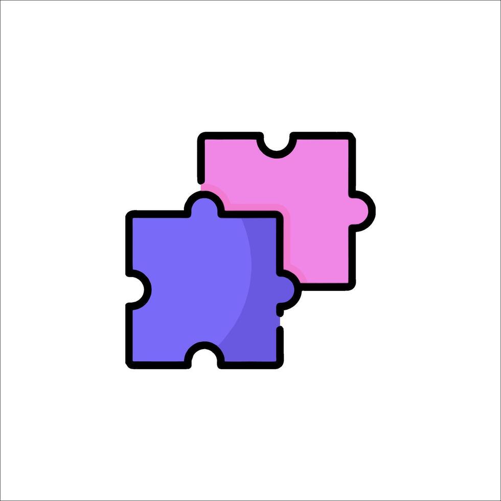 Two pieces of puzzle icon on white background vector