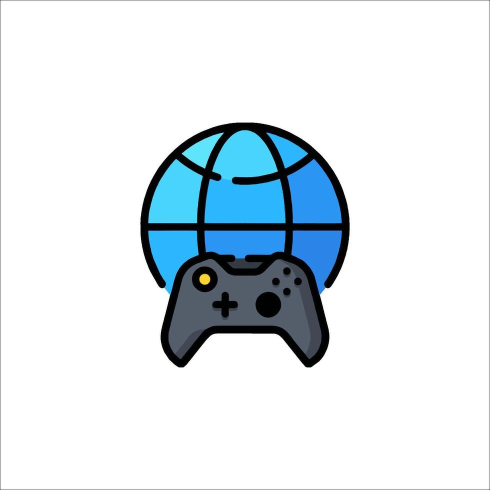A globe with a controller and a game controller vector