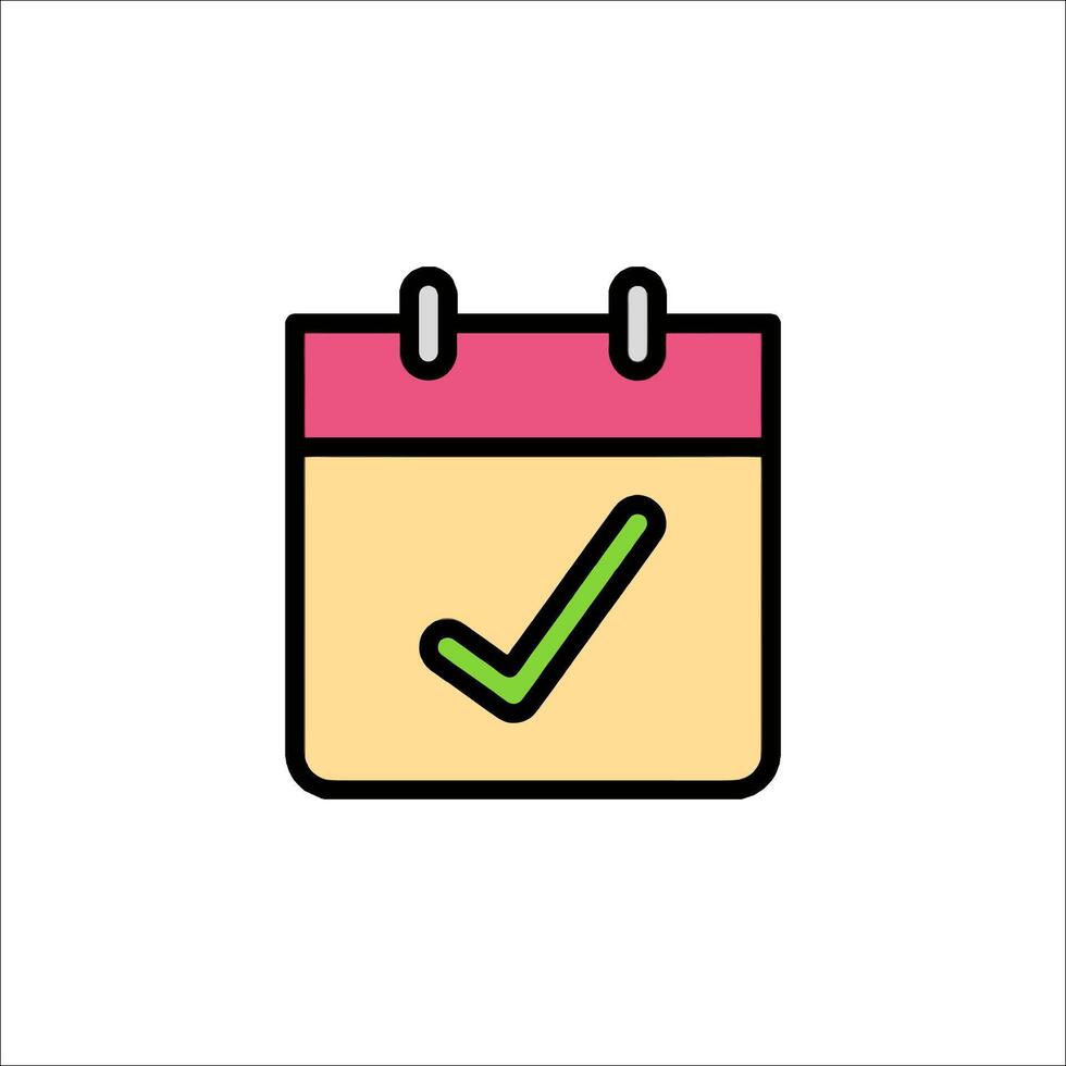 A calendar icon with a tick mark on it vector