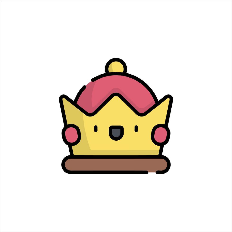 A cartoon crown icon with a pink and yellow crown vector