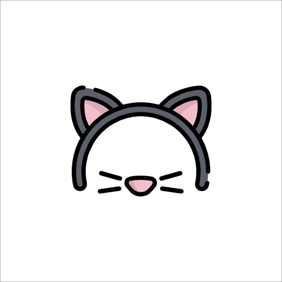 A cat's face with a black nose and pink ears vector