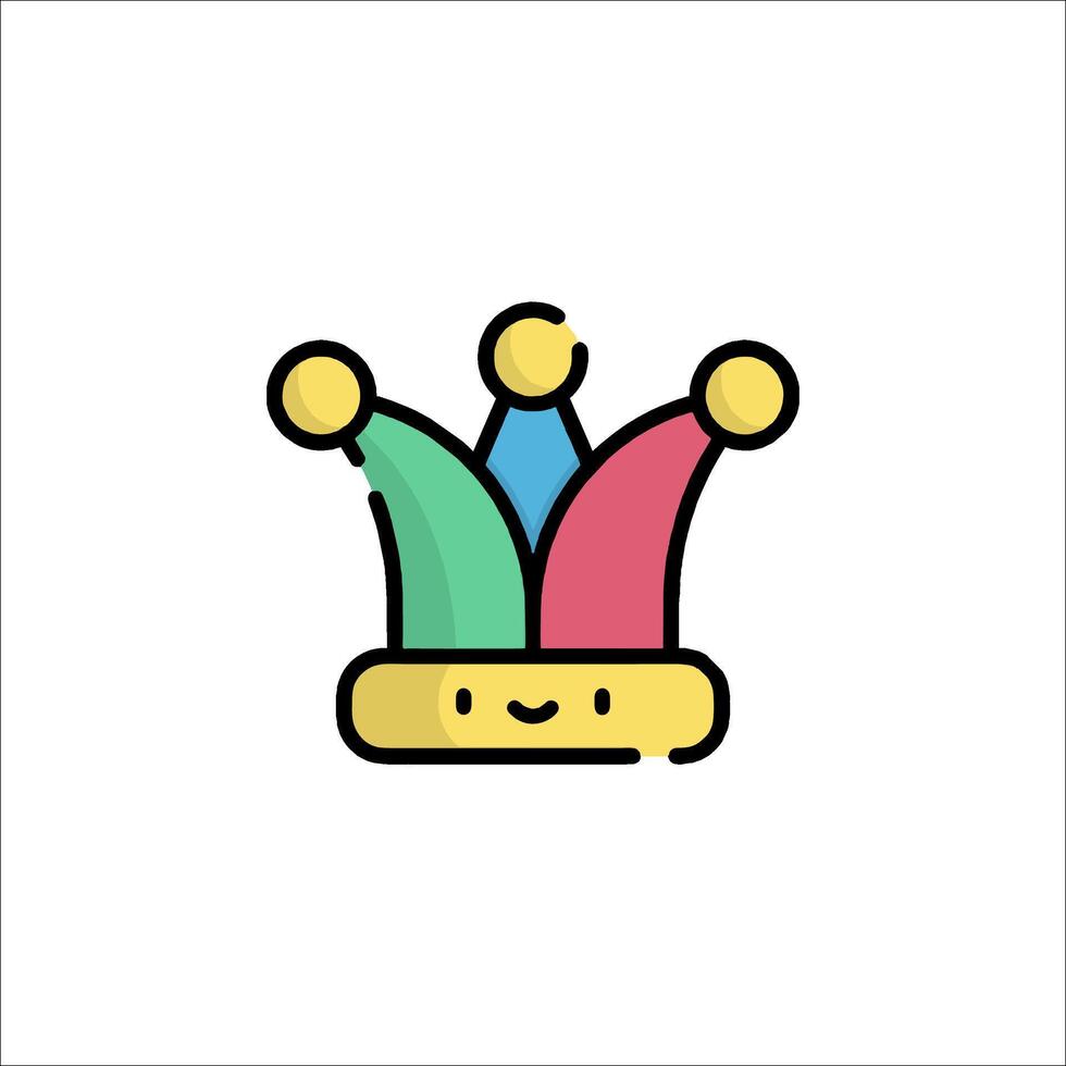 A cartoon crown icon with a smiley face vector