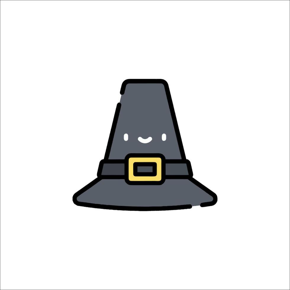 A black witch hat with a yellow belt vector