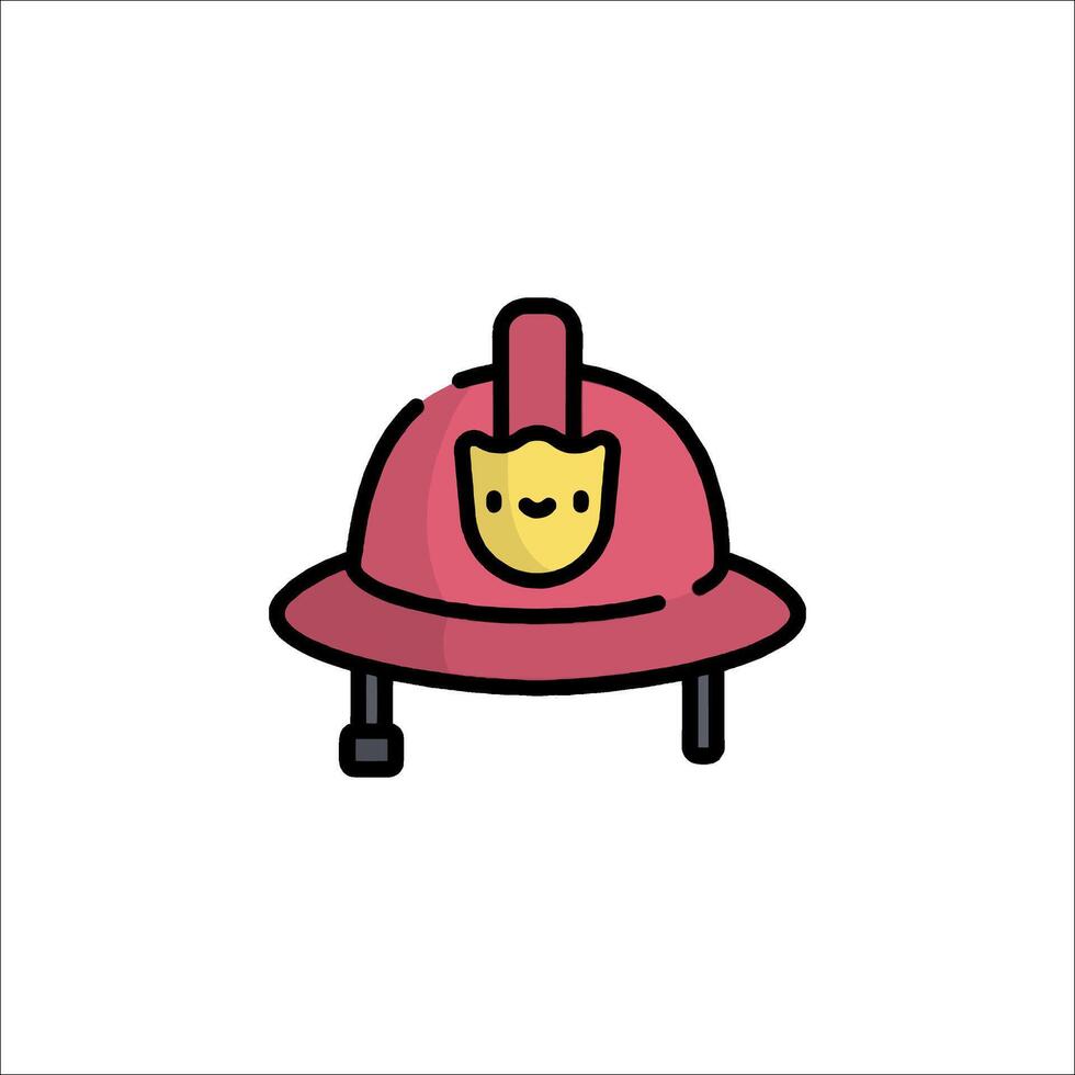 A cartoon fireman's helmet with a cat on it vector