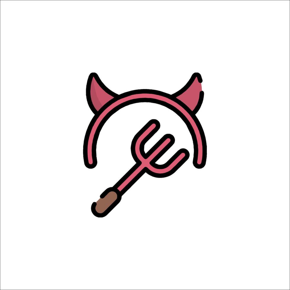 Devil hat icon with pitchfork vector