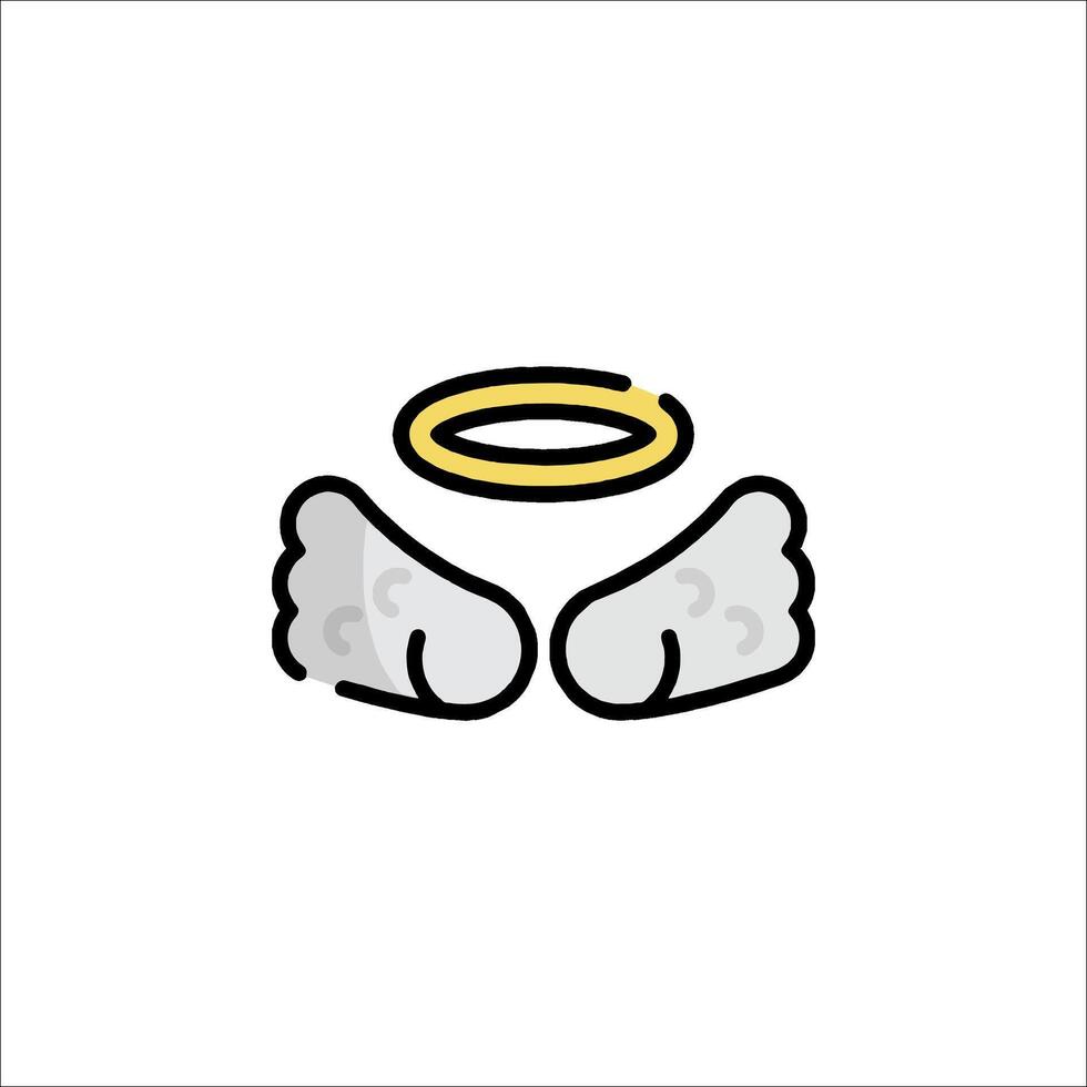 Angel wings icon with a halo on top vector