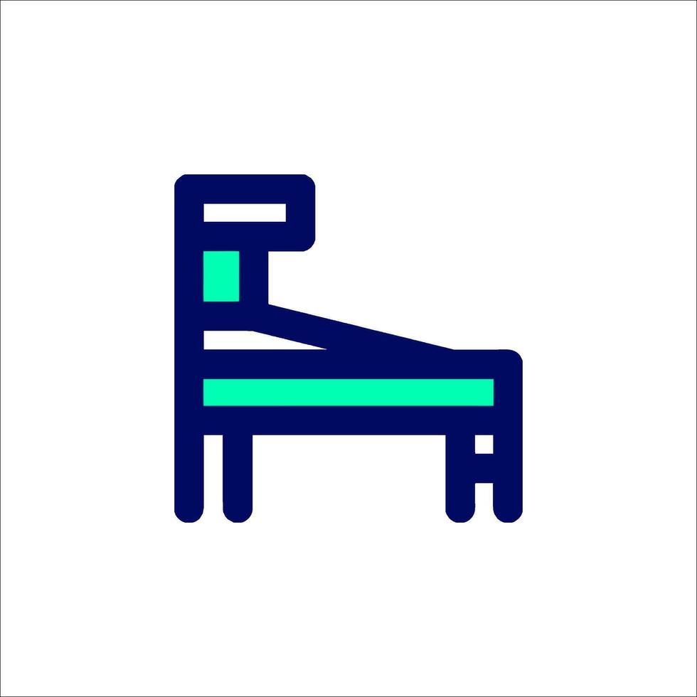 A bed with a green and blue outline vector