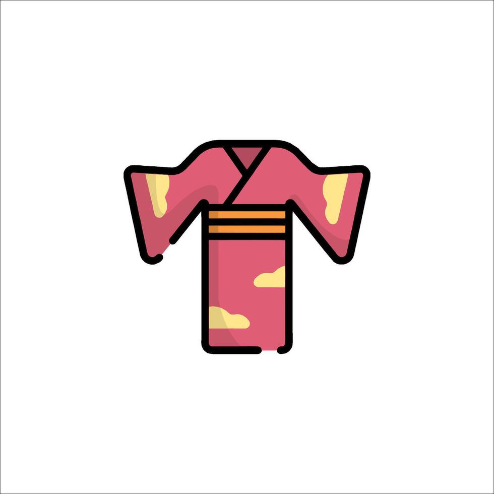 A pink kimono with a yellow and orange stripe vector