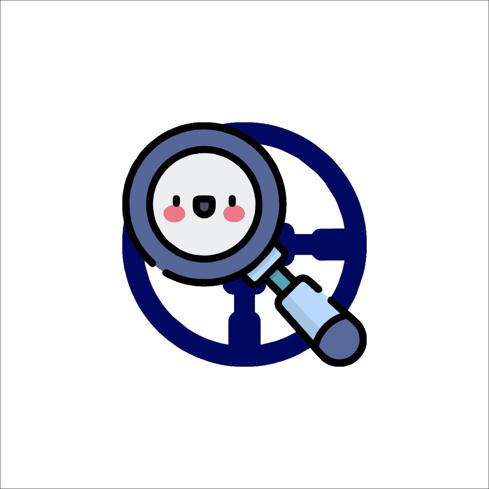 A cartoon bear holding a magnifying glass vector