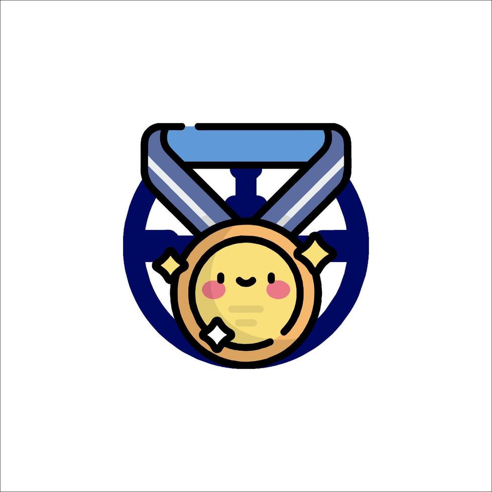 A medal with a smiley face on it vector