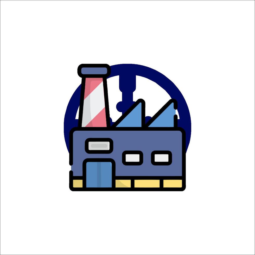 A factory icon with a blue and white background vector