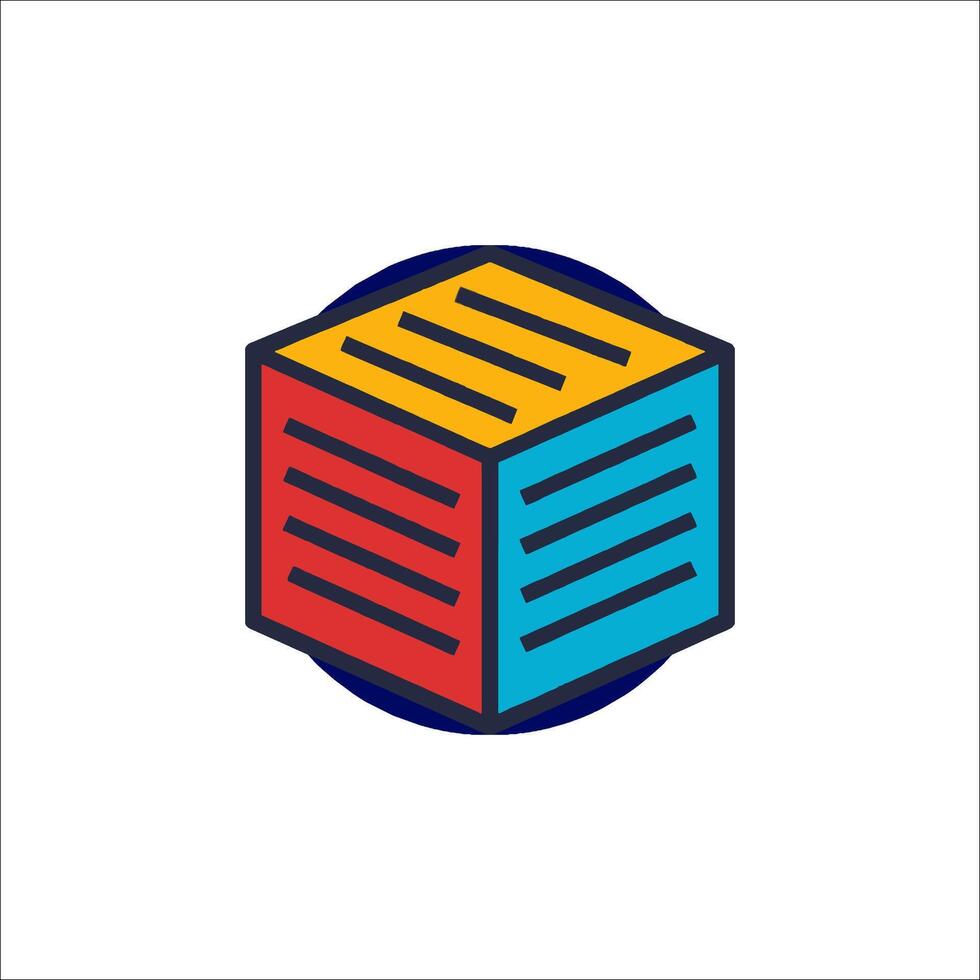 A colorful cube with a red, blue and yellow color scheme vector