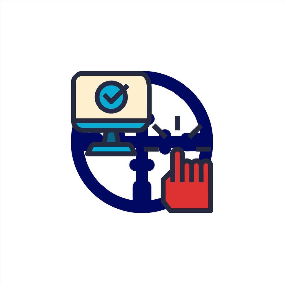 A computer monitor with a check mark on it vector