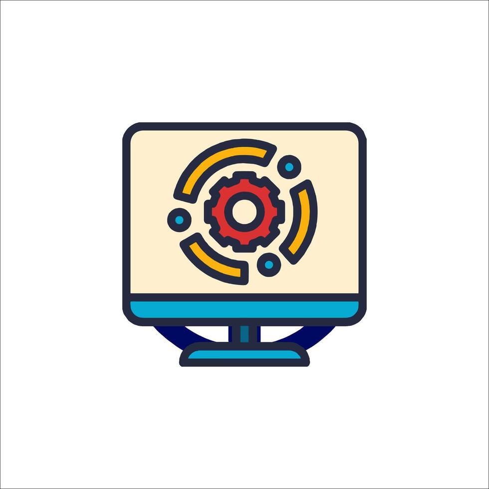 A computer monitor with gears on it vector