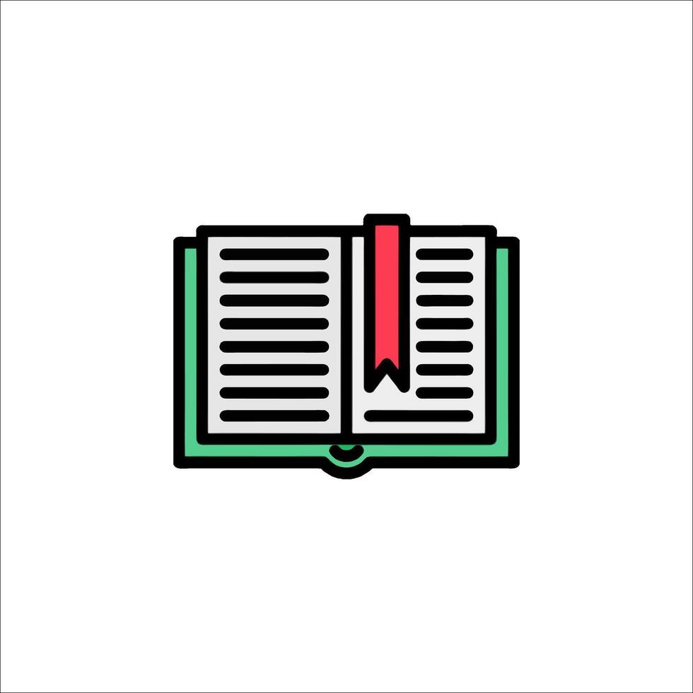 An open book icon with a red ribbon vector