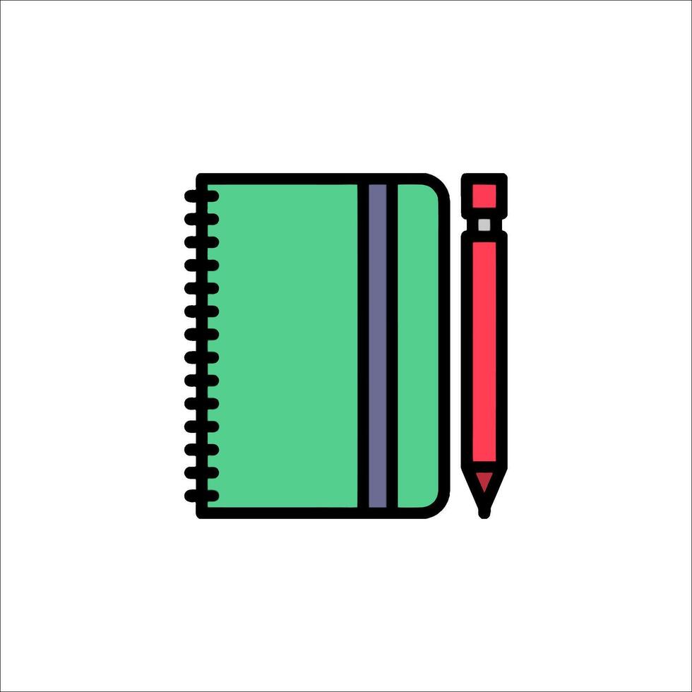 Notebook and pencil icon illustration vector